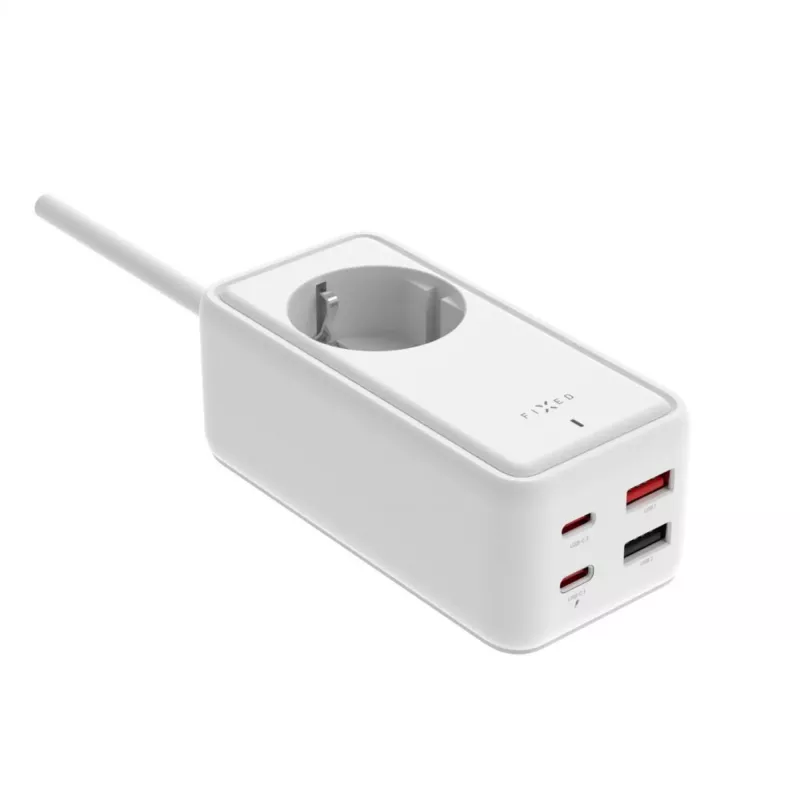 Przedłużacz zasilający FIXED FIXCS65-1.5-WH z 2× USB-C PD 65W i 2× portami USB-A