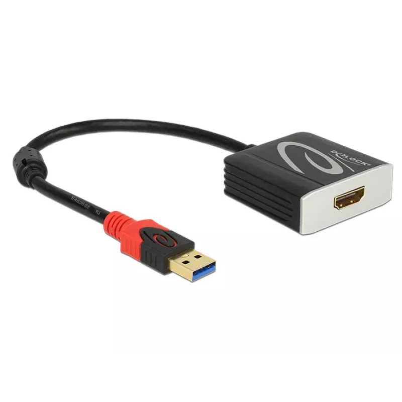 Adapter kabla wideo DeLOCK 62736 USB Type-A na HDMI 0,2 m Czarny