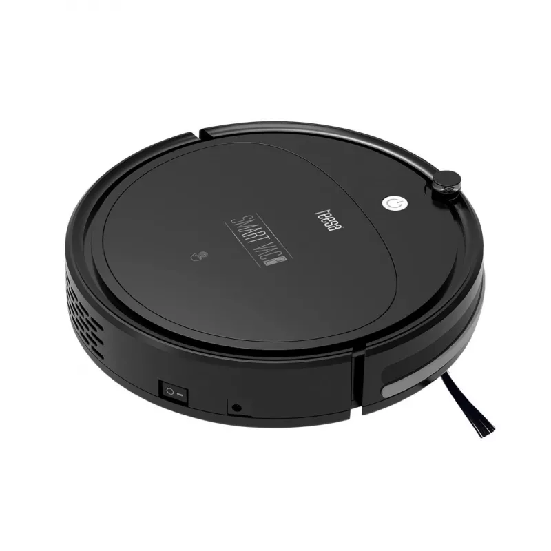 Robot odkurzający TEESA Smart VAC 2 — okrągły, czarny, siła ssania 1000 Pa, bateria litowa 9,6 V/2000 mAh, pojemnik na kurz 0,2 l, Wi‑Fi, automatyczny powrót