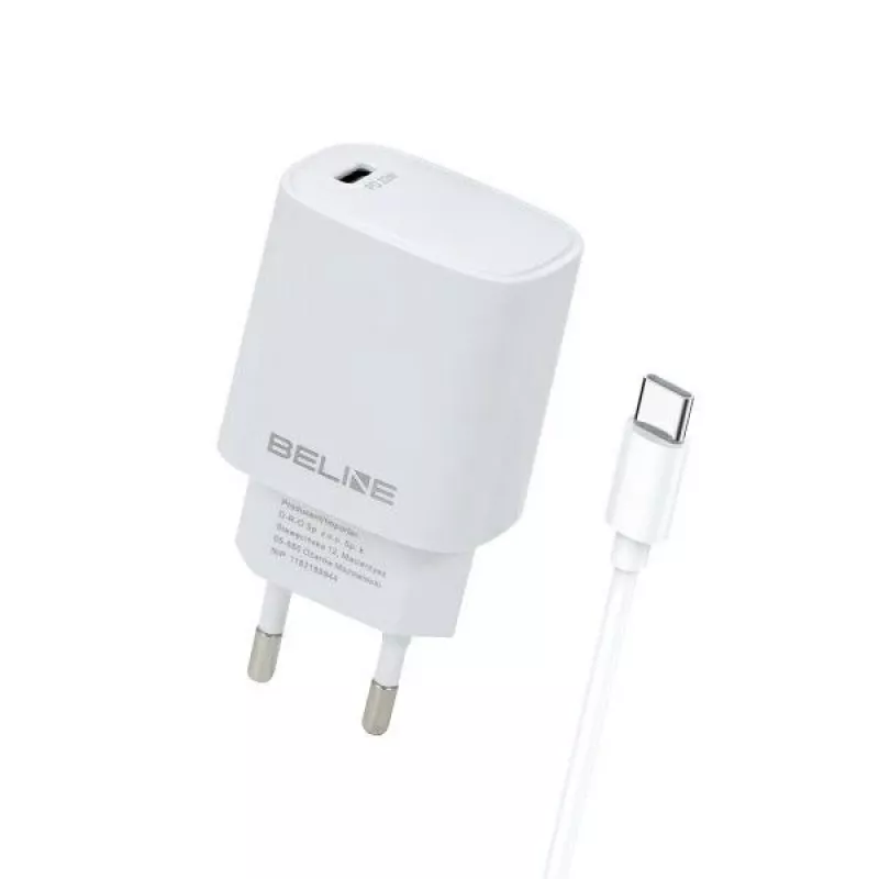 Ładowarka 20W USB-C + kabel USB-C biała