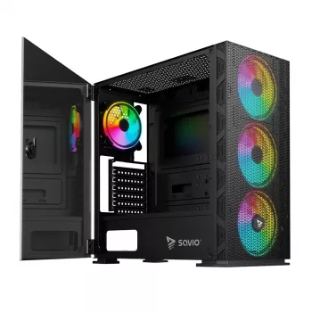 SAVIO Obudowa PC Raptor X1 ARGB Glass/Mesh Czarna