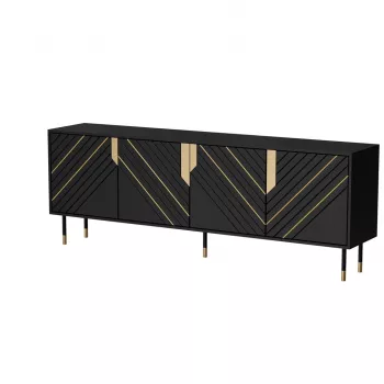 Chest of drawers cama meble Cama 4D MOUNTAIN 204x40x72 cm — Czarny & gold, MDF/particle board