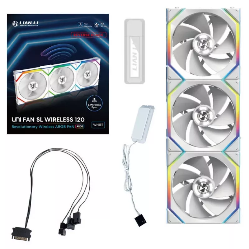 Lian Li UNI FAN SL Wireless 120 ARGB Reverse Blade Biały 3-pack