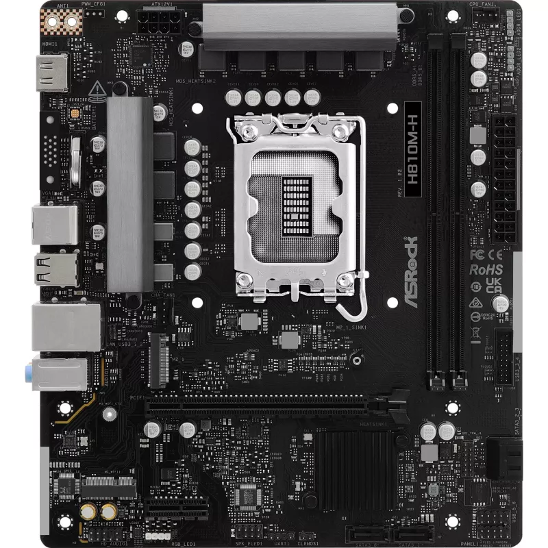 Płyta główna ASROCK H810M‑X micro ATX Intel H810 LGA 1851 DDR5 2× DIMM 128GB M.2 2.5GbE HDMI DisplayPort