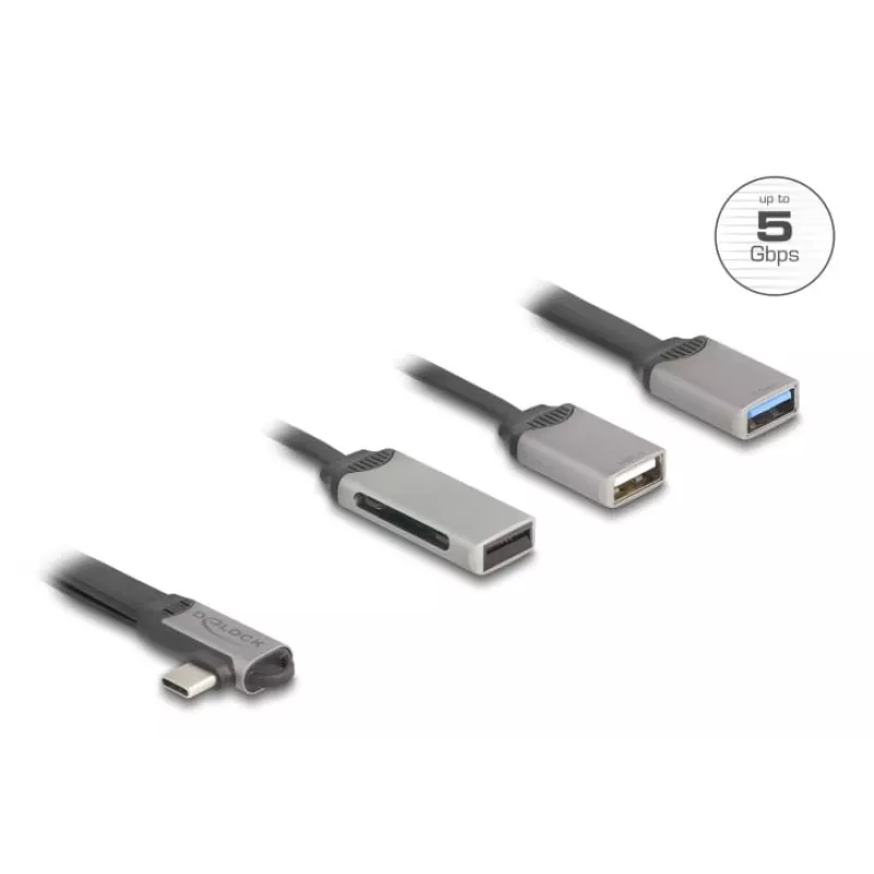 DeLOCK 64303 USB 3.2 Gen 1 Type-C Hub 5000 Mbit/s Szary