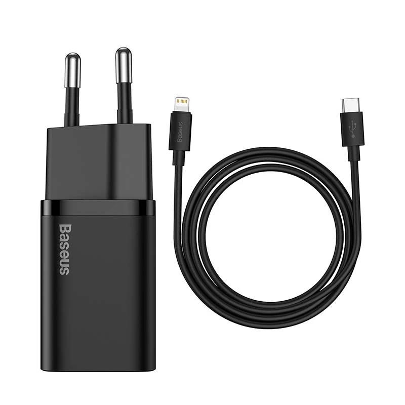 Ładowarka szybka Baseus Super Si 1C 20W z kablem USB-C na Lightning 1m (czarny)