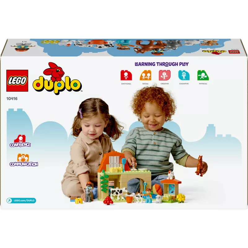 Zestaw konstrukcyjny LEGO DUPLO Opieka nad zwierzętami gospodarskimi 10416 — 74 elementy, 2 minifigurki, wiek 2+