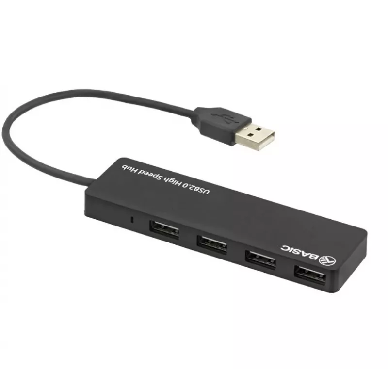 Hub USB Tellur Basic 4-portowy USB 2.0 — czarny, 4 porty USB-A