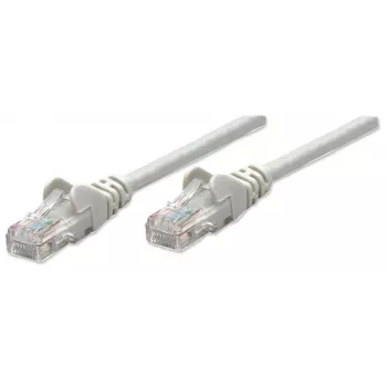 Intellinet Network kabel krosowy, Cat5e, 5m, szary, CCA, U/UTP, PVC, RJ45, pozłacane styki, bezzaczepowa, z osłoną, dożywotnia gwarancja