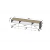 Stolik TV Cama Meble LOTTA 180 cm — rama w kolorze dębu Wotan, matowy czarny blat, 1800×400×530 mm