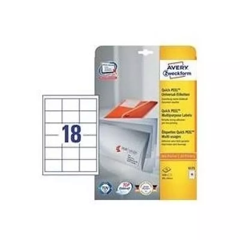 Etykiety samoprzylepne Avery Zweckform 6171 Białe 64 x 45 mm, 450 szt., format A4