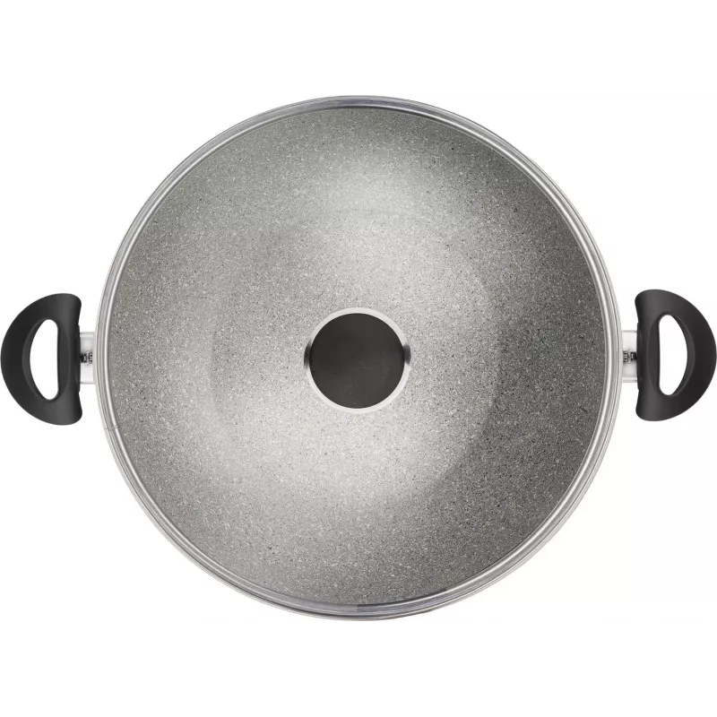 Wok Ballarini Ferrara FERR8KD.36D 36 cm, powłoka granitowa, dwa uchwyty i pokrywka