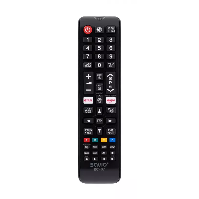 Pilot zdalnego sterowania SAVIO RC-07 do telewizora Samsung, IR bezprzewodowy, czarny, przyciski