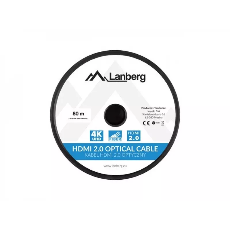 Kabel HDMI Lanberg CA-HDMI-20FB-0800-BK 80 m Typ A Wtyk-Wtyk