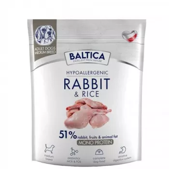 BALTICA Nutraceutic Hypoalergiczna M Królik z ryżem - sucha karma dla psa - 1kg