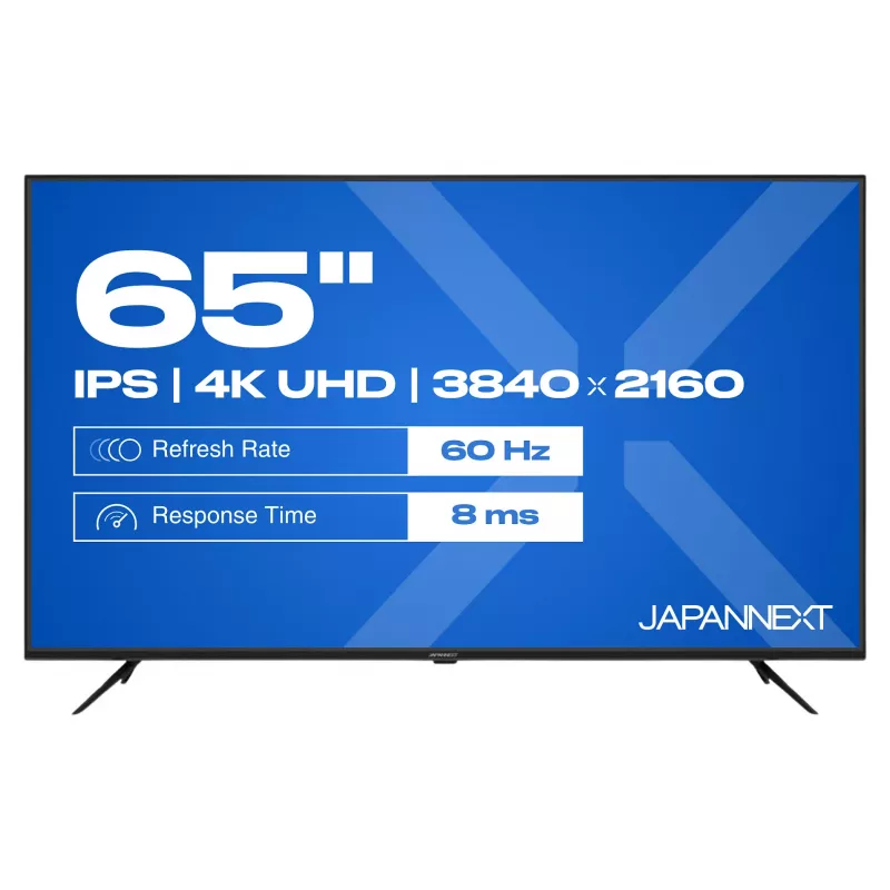 164,0cm/65 (3840x2160) JAPANNEXT JN-IPS650UHD60F 16:9 IPS 60Hz HDMI USB WLAN Głośnik Czarny