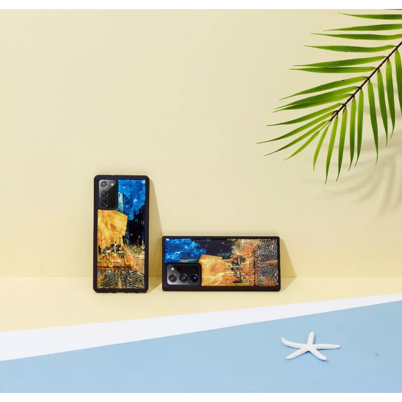 Ochronne etui na telefon iKins dla Samsung Galaxy Note 20, czarne „Cafe Terrace”
