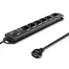 Listwa przeciwprzepięciowa Qoltec 50112 Czarna 6 gniazd AC 230V 3m