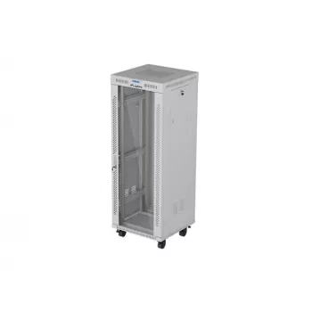 LANBERG 19-calowa 32U stojąca szafa rack 600×600 mm szara z perforowanymi drzwiami i LCD (płaska paczka)