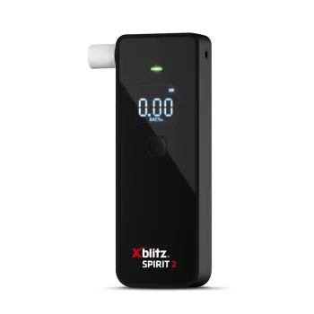 Alkomat Xblitz Spirit 2 kompaktowy tester alkoholu, BAC 0–4%, dokładność 1%, LCD, 111×35×24 mm, 77 g, 2×1,5 V baterie, 2 szt.