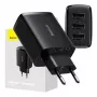 Baseus Compact Quick Charger, 3x USB, 17W (Czarny)