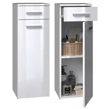 Szafka łazienkowa Top e shop NEL V DS BIEL POŁ — wolnostojąca, 3 półki, 300×300×850 mm, rama biała