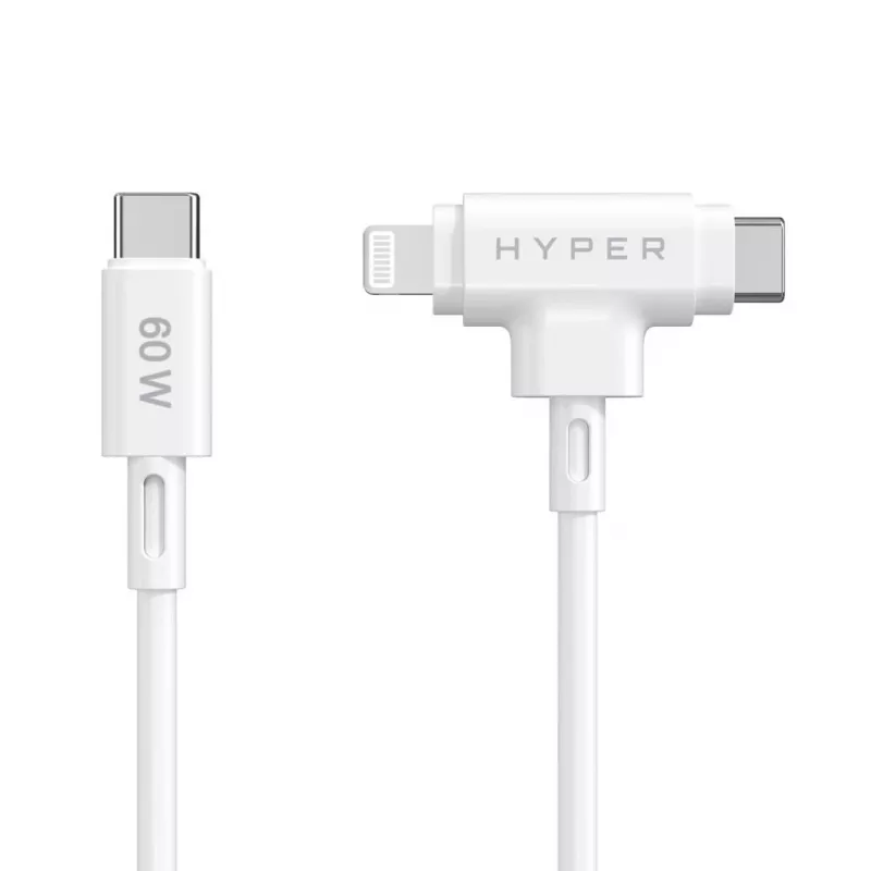 Przewód USB HYPER HyperJuice USB 2.0 1,5 m USB-C USB-C/Lightning Biały