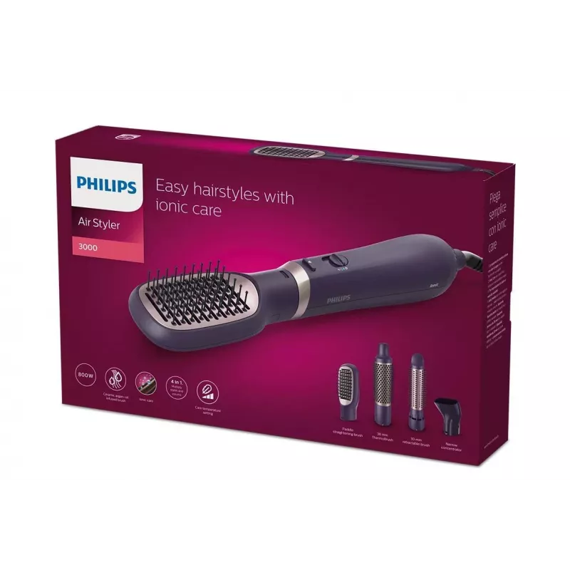 Philips 3000 series BHA313/00 narzędzie do stylizacji włosów Gorąca szczotka do włosów Warm Czarny 800 W 1,8 m