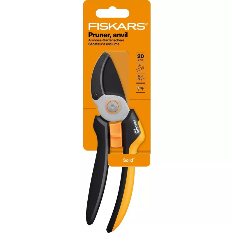Sekator kowadełkowy Fiskars Solid L P361 czarno-pomarańczowy