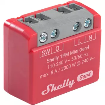 Shelly 1PM Mini Gen4 2-pak — Inteligentny przekaźnik Shelly Wi-Fi z pomiarem mocy, kompaktowa forma modułu/DIN