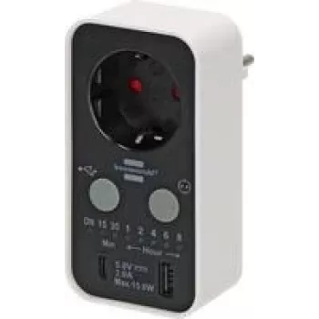 Cyfrowy timer Brennenstuhl 1506180 — programowalny włącznik czasowy do gniazdka, maks. obciążenie 3000 W, IP20