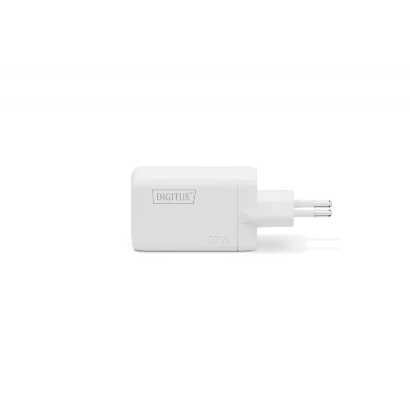 Ładowarka ścienna DIGITUS DA-10303 67W GaN, 2× USB-C + 1× USB-A, 100–240V, biała