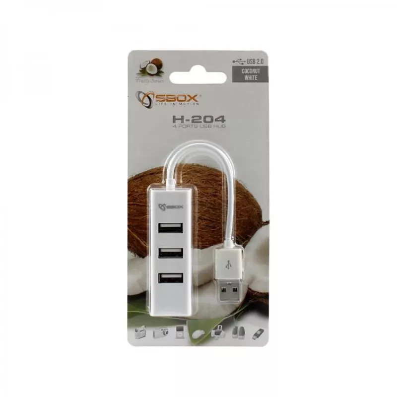 Sbox H-204W USB 4 Porty HUB Biały Kokosowy