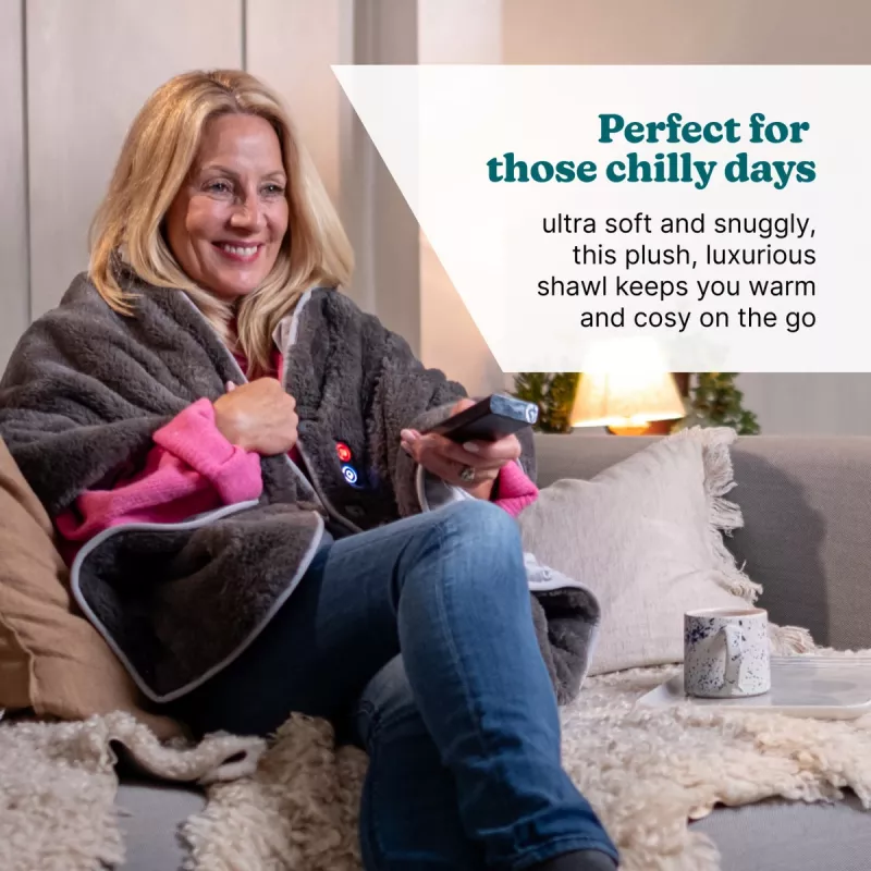 HoMedics Cordless Warming Shawl HCM-SWL100 — bezprzewodowy szal grzewczy, ładowalny, do ramion i pleców