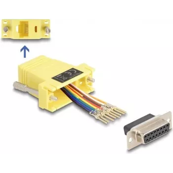 DeLOCK zestaw montażowy D-Sub 15-pin żeński do RJ45 żeński, żółty