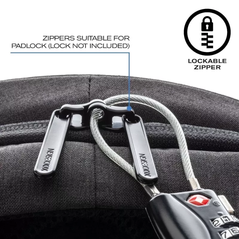 Plecak XDDESIGN P705.291 Antracytowy — 18 l, przegrody na notebooka i tablet, zamykany główny suwak