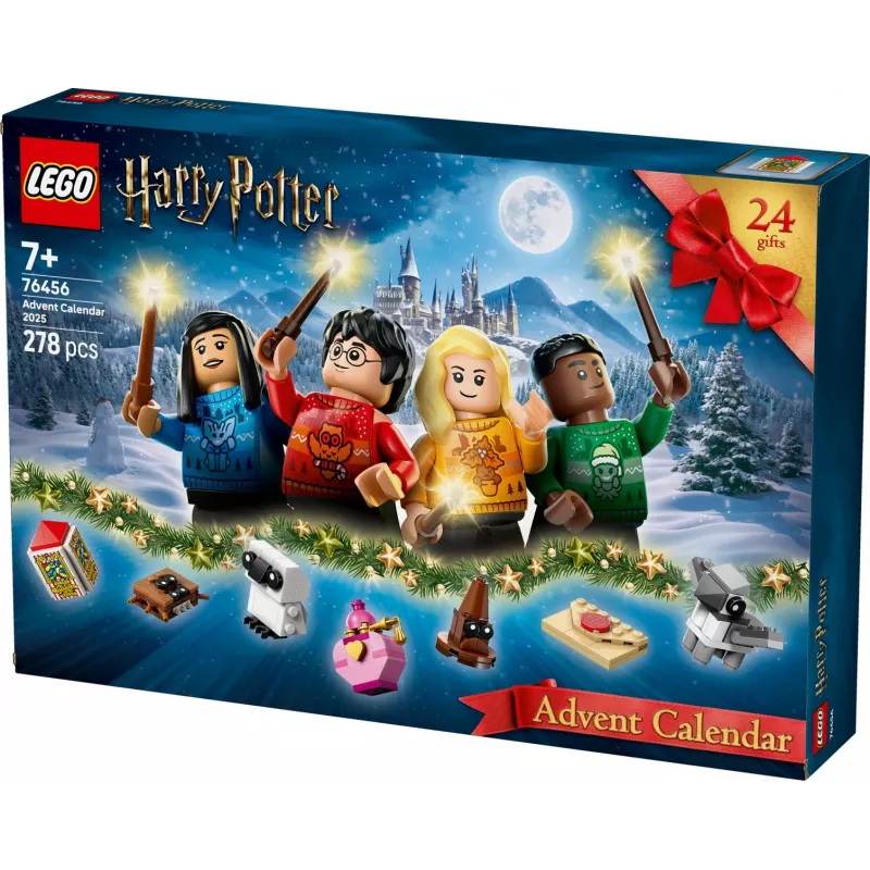 Zabawka konstrukcyjna LEGO Harry Potter Kalendarz adwentowy 2025 zestaw 76456 — 278 elementów, 8 minifigurek, wiek 7+