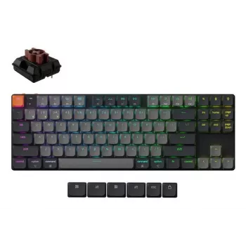 Mechaniczna klawiatura Keychron K1X-B3 — 80% formatu, USB + Bluetooth, QWERTY angielska, 87 klawiszy, RGB, szary