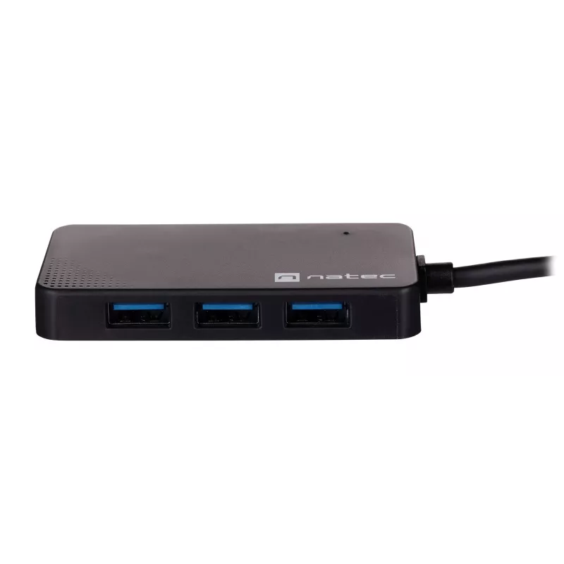 USB hub NATEC Moth 4-port USB 3.2 Gen 1 Type-A (5000 Mbit/s), zasilany przez USB, czarny, kabel 0,15 m