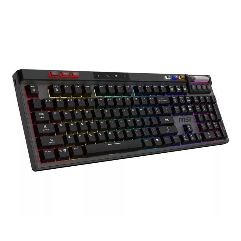 Mechaniczna klawiatura gamingowa MSI Strike Pro W Silent układ US podświetlenie RGB, przewodowa, dotykowe ciche przełączniki
