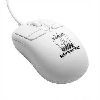 Przewodowa symetryczna mysz komputerowa ManMachine Mighty mysz 5, USB typu A, 5 przycisków, biała