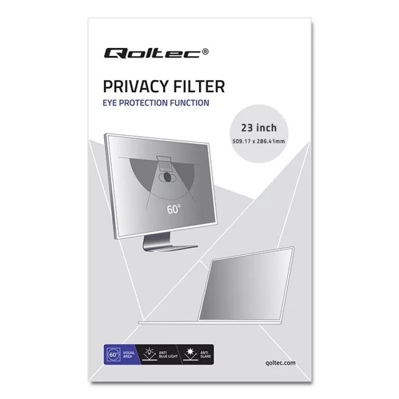 Filtr prywatności Qoltec GDPR 23 cale | 16:9 | Ochrona oczu | Panoramiczny