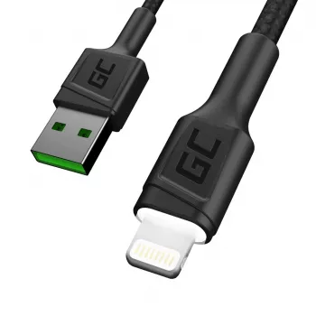 Kabel USB-A – Lightning zielony Cell KABGC12, 2 m, Lightning – USB A, czarny