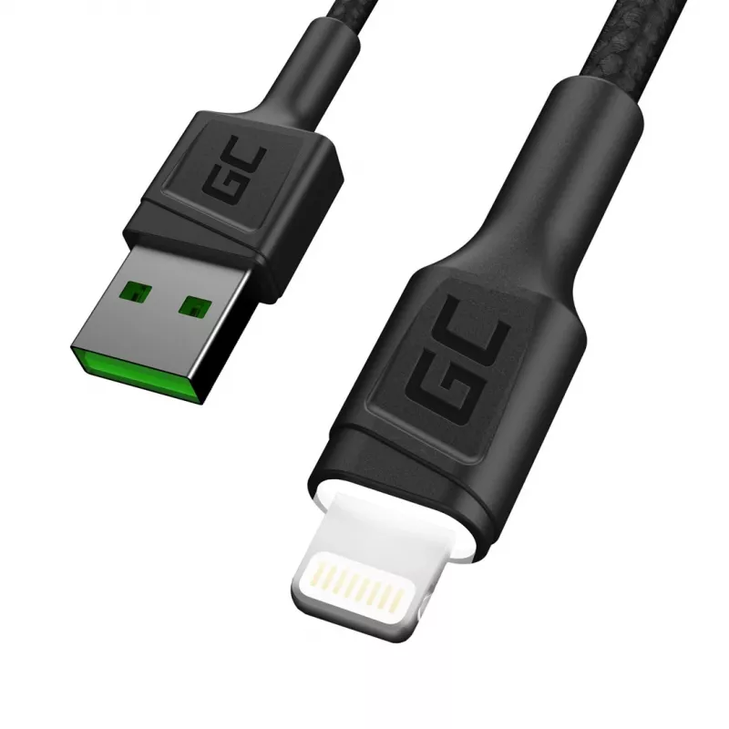 Kabel USB-A – Lightning zielony Cell KABGC12, 2 m, Lightning – USB A, czarny