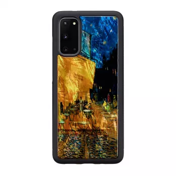 Etui ochronne iKins do Samsung Galaxy S20 — czarne z motywem Cafe Terrace