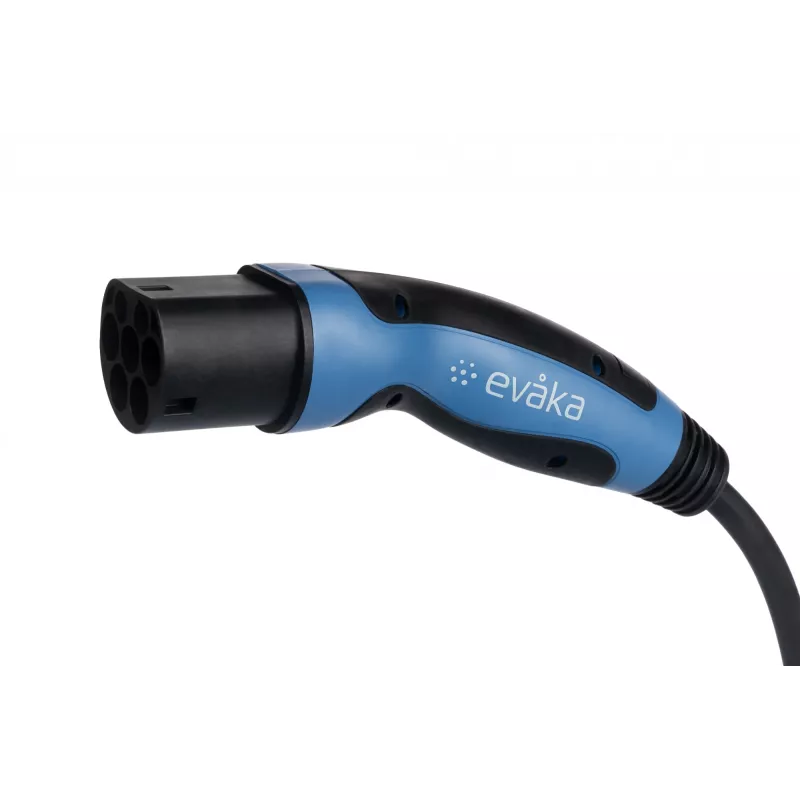 Kabel do ładowania EV EVAKA Type 2–Type 2, 22 kW, 32 A, 5 m, 5x6 mm² + 1x0,5 mm², czarny