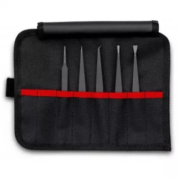 Pęseta ESD Knipex 92 00 05 Czarna Płaska Szpiczasta Zakrzywiona Prosta