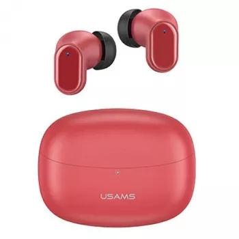 Bezprzewodowe słuchawki douszne TWS usams seria BH BHUBH03 Bluetooth 5.1, czerwone — douszne, etui ładujące