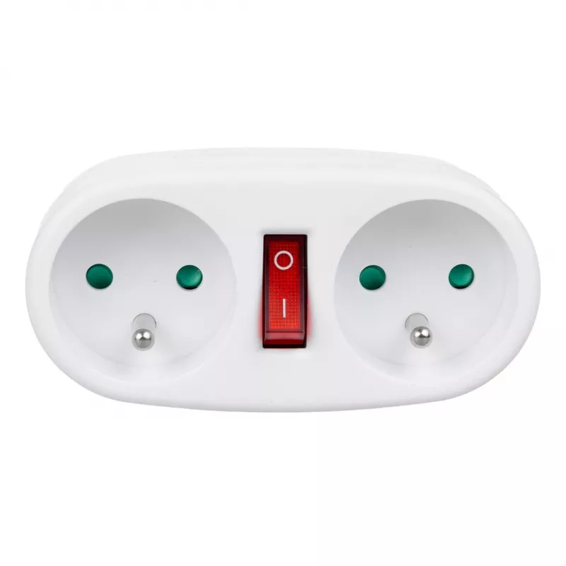Rozgałęźnik gniazdka Maclean Current Outlet z 2 gniazdami i wyłącznikiem nadprądowym, typ E, 2x16A, MCE337 E