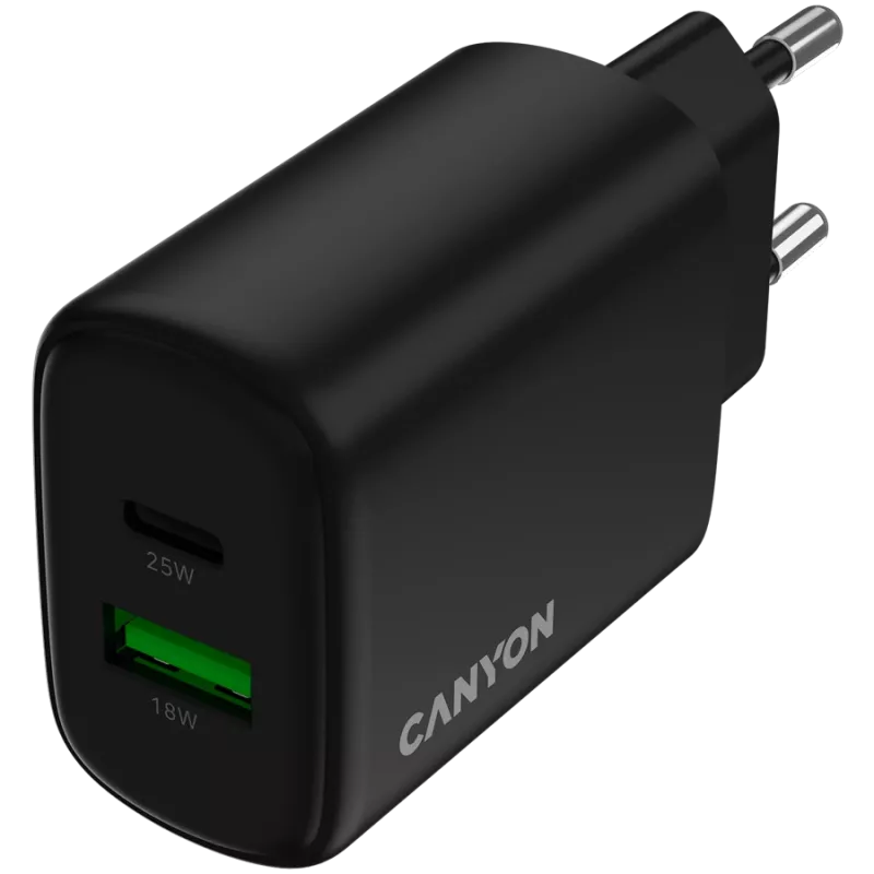 Ładowarka CANYON OnCharge 250 25W 1xPD 1xQC EU Czarny